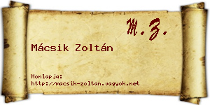 Mácsik Zoltán névjegykártya